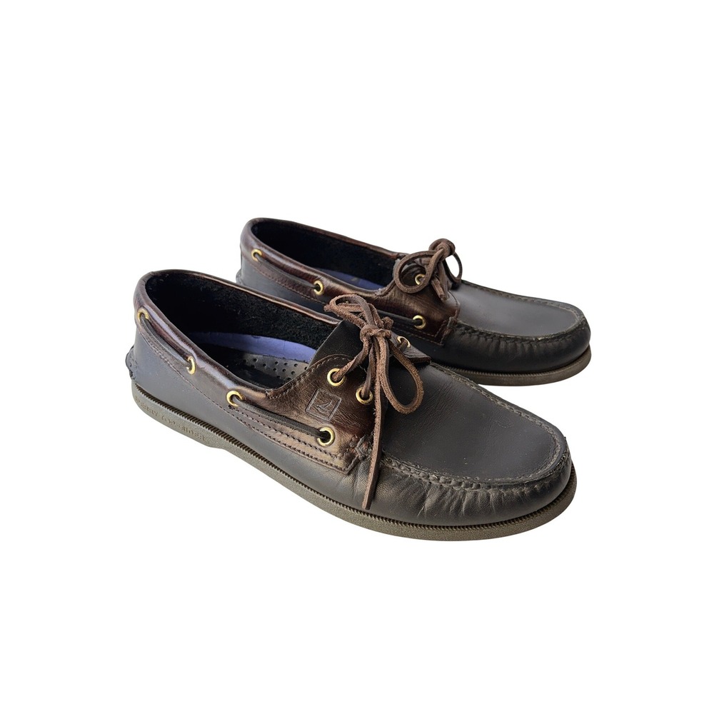 SPERRY TOP-SIDER Authentic Original 2-Eye Boat Shoe Mens 9M Brown Leather Preppy